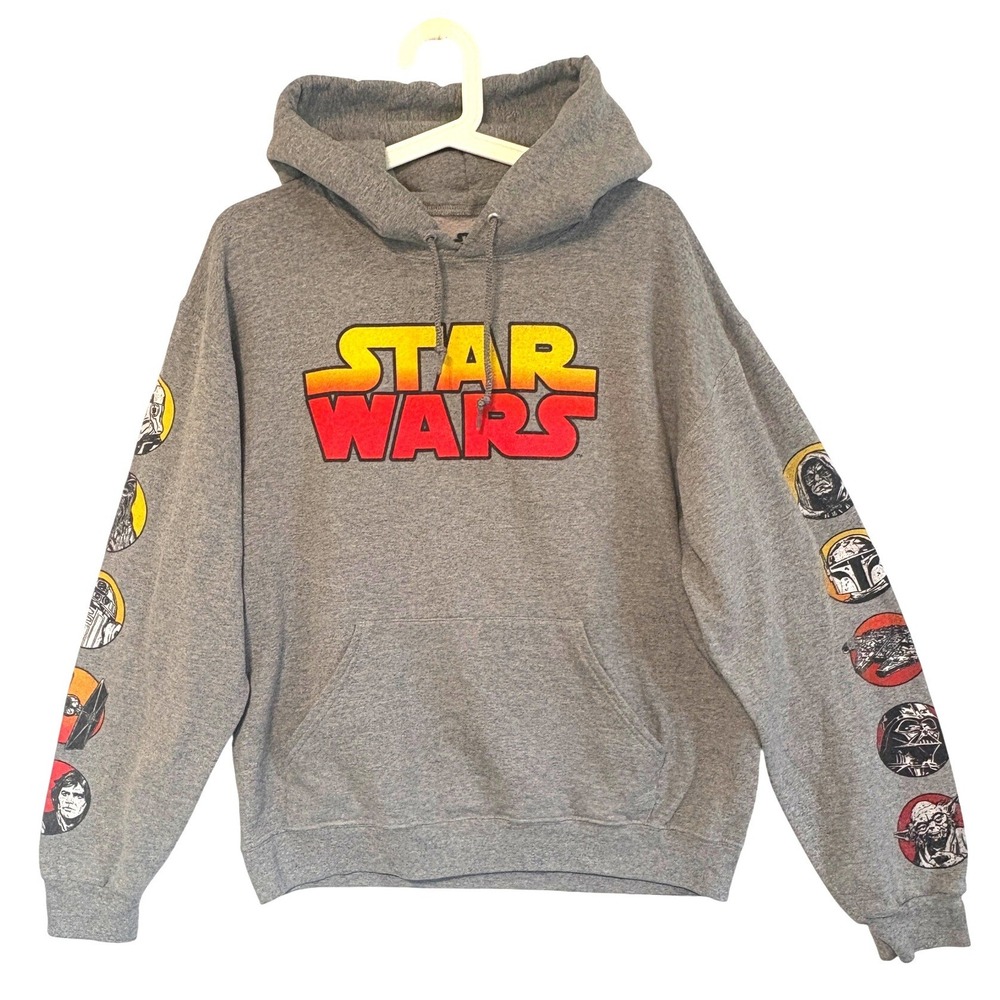 Star Wars Fifth Sun Mens Gray Graphic Hoodie‎ Pullover Character Sleeves Size M